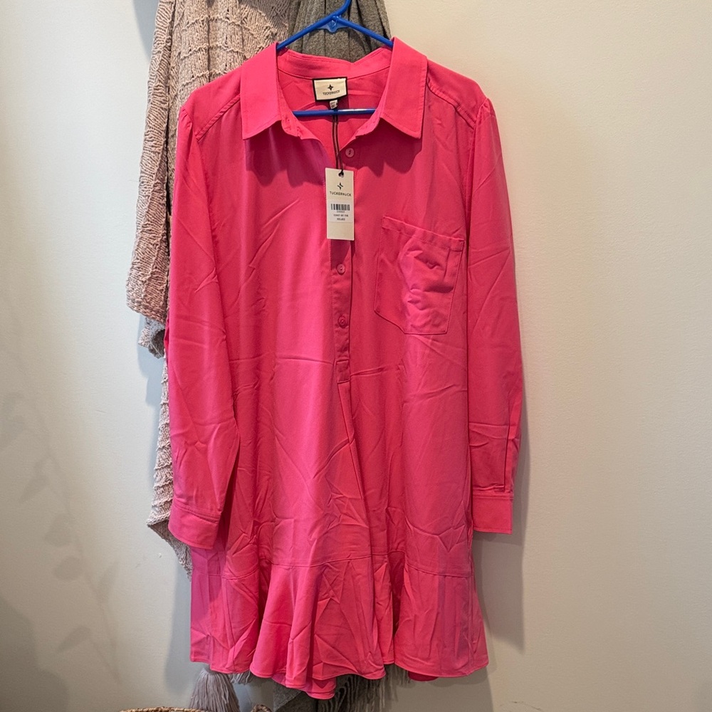 Bright Pink Button-Up Shirtdress